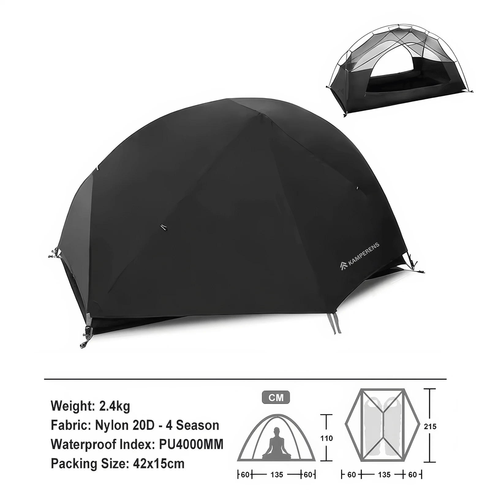 PACOONE Ultralight 20D Nylon Camping Tent Portable Backpacking Cycling Tent Waterproof Outdoor Hiking Travel Tent Beach Tent New